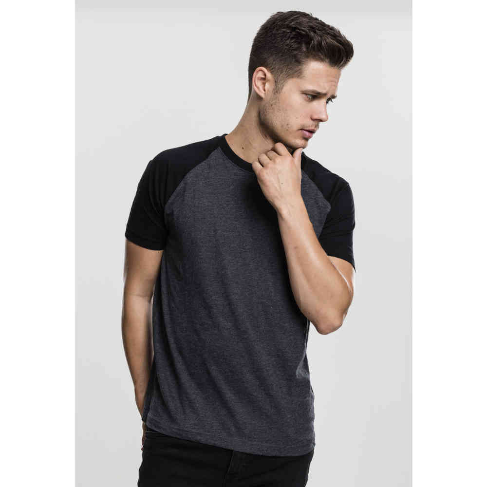 Urban Classics - Raglan Contrast Herren T-Shirt - Grau/Schwarz
